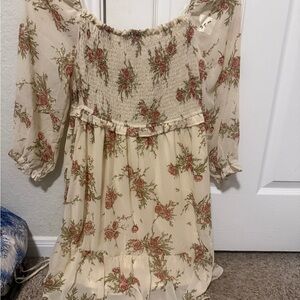 Papermoon Cream Floral Smocked Top